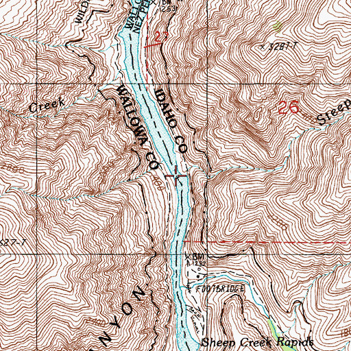 Topographic Map of Steep Creek, ID