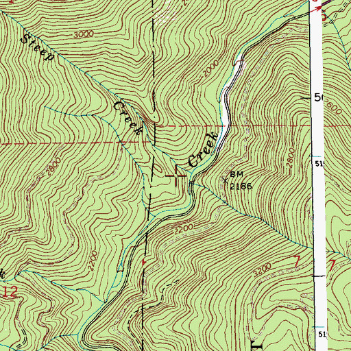 Topographic Map of Steep Creek, ID