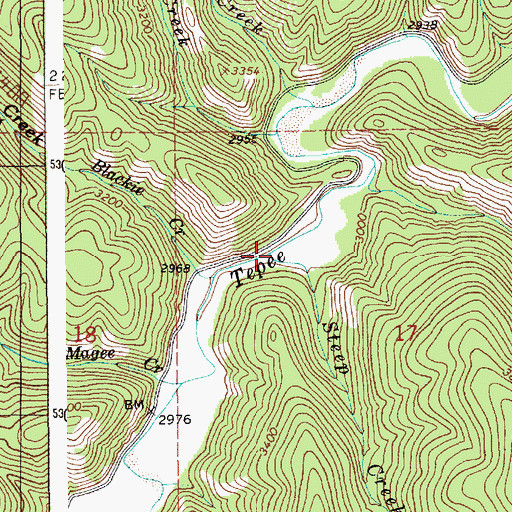 Topographic Map of Steep Creek, ID