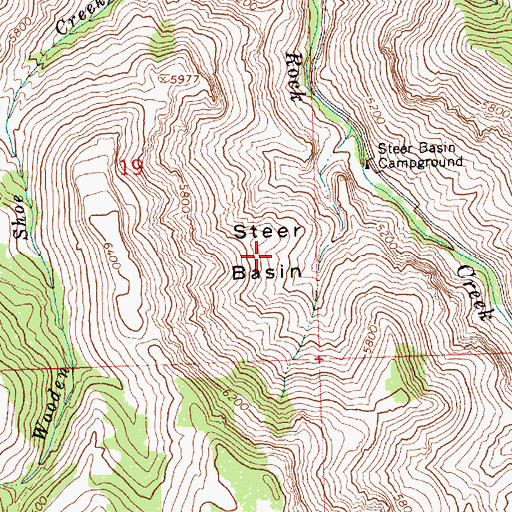 Topographic Map of Steer Basin, ID