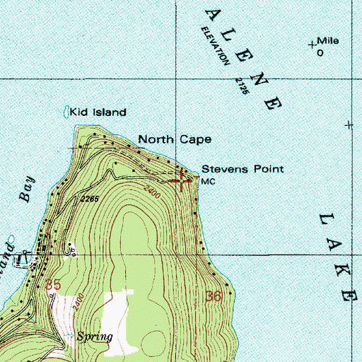Topographic Map of Stevens Point, ID
