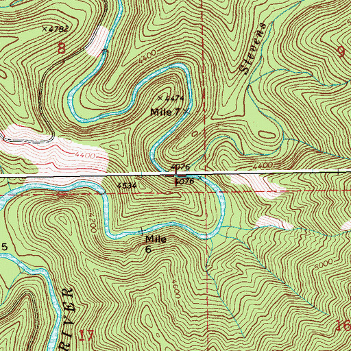 Topographic Map of Stevens Creek, ID