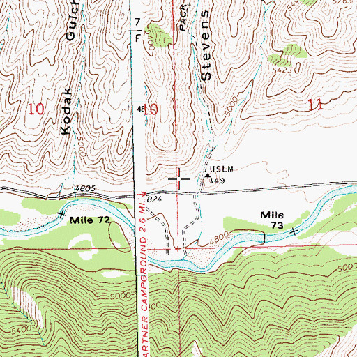 Topographic Map of Stevens Gulch, ID