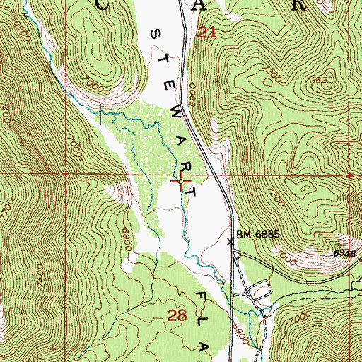 Topographic Map of Stewart Flat, ID