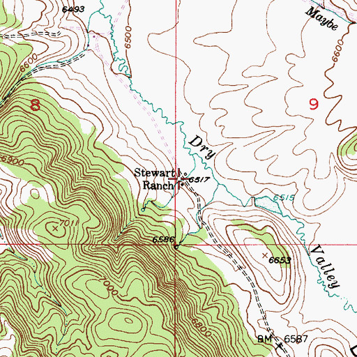 Topographic Map of Stewart Ranch, ID