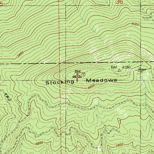 Topographic Map of Stocking Meadow Lookout, ID