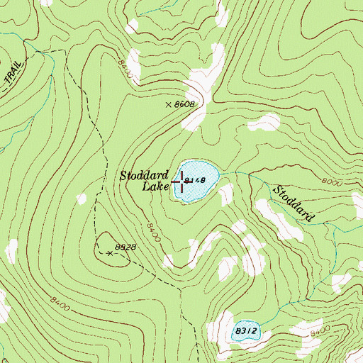 Topographic Map of Stoddard Lake, ID