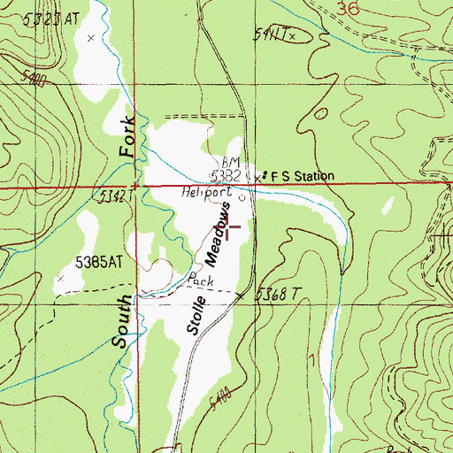 Topographic Map of Stolle Meadows, ID