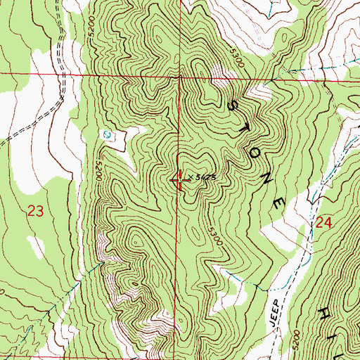 Topographic Map of Stone Hills, ID