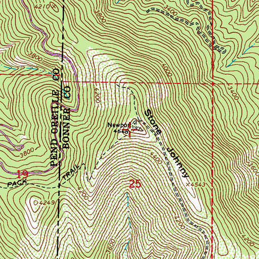 Topographic Map of Stone Johnny, ID