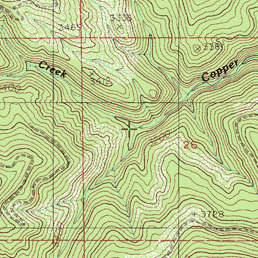 Topographic Map of Stoney Creek, ID