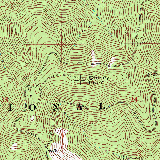 Topographic Map of Stoney Point, ID