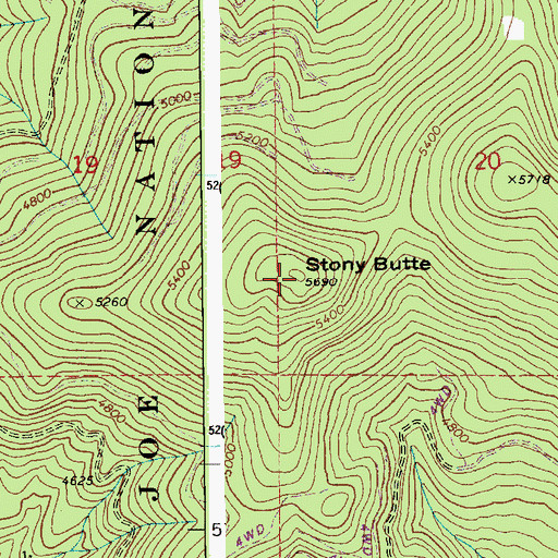 Topographic Map of Stony Butte, ID
