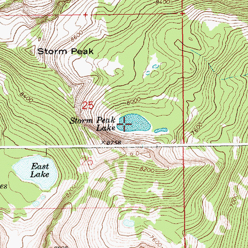 Topographic Map of Storm Peak Lake, ID