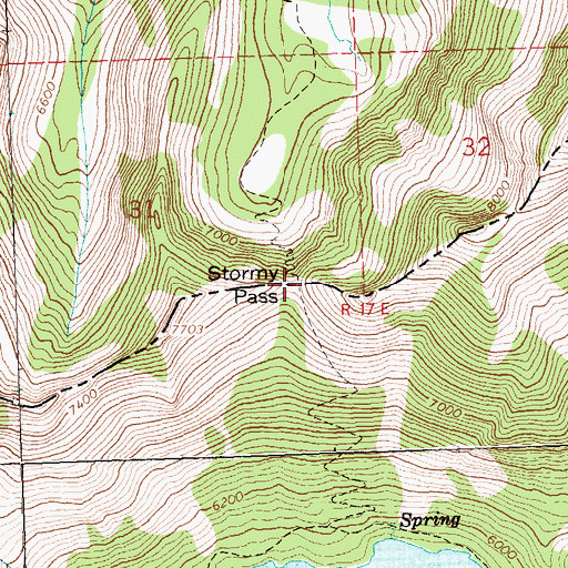 Topographic Map of Stormy Pass, ID
