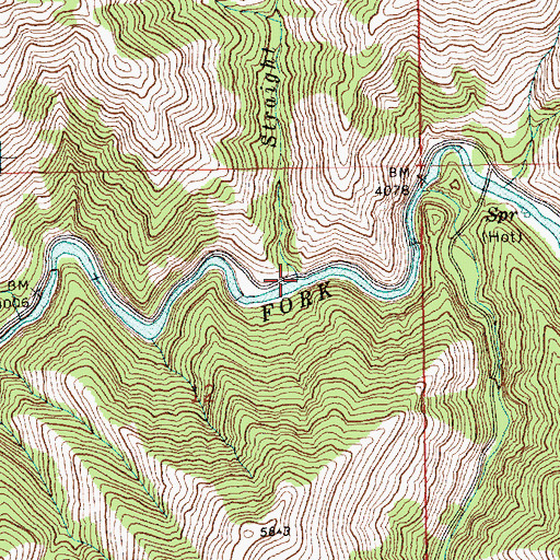 Topographic Map of Straight Creek, ID