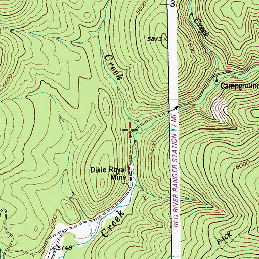 Topographic Map of Straight Creek, ID