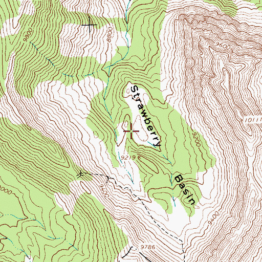 Topographic Map of Strawberry Basin, ID