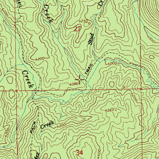 Topographic Map of Stud Creek, ID