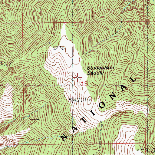 Topographic Map of Studebaker Saddle, ID