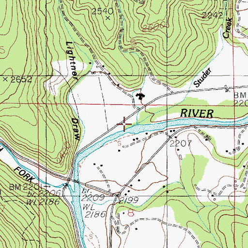 Topographic Map of Studer Creek, ID