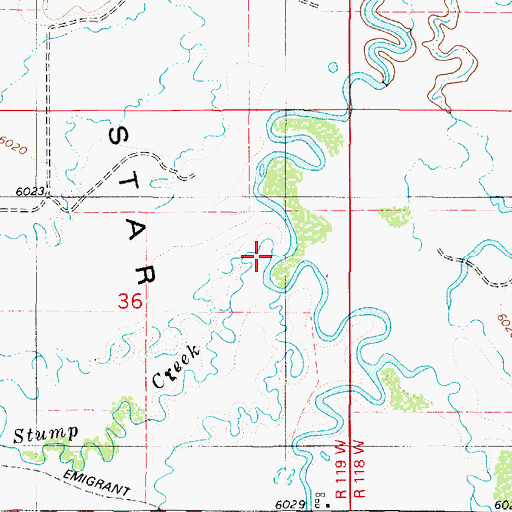 Topographic Map of Stump Creek, WY