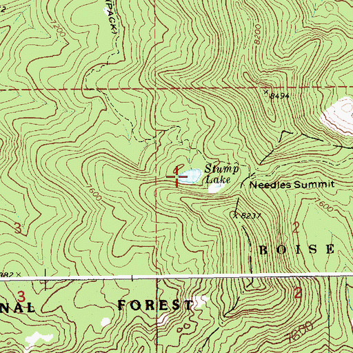 Topographic Map of Stump Lake, ID