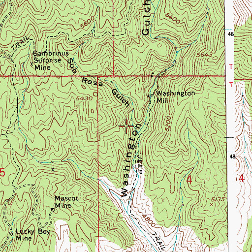 Topographic Map of Sub Rosa Gulch, ID