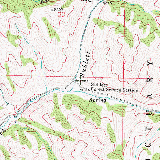 Topographic Map of Sublett Forest Service Station, ID