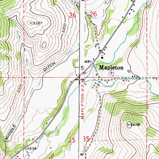 Topographic Map of Sugar Creek, ID