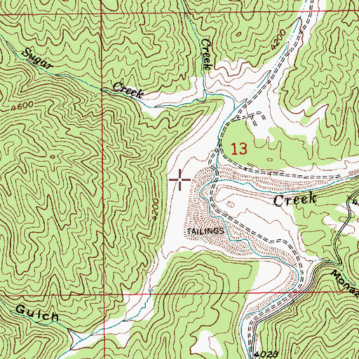 Topographic Map of Sugar Creek, ID
