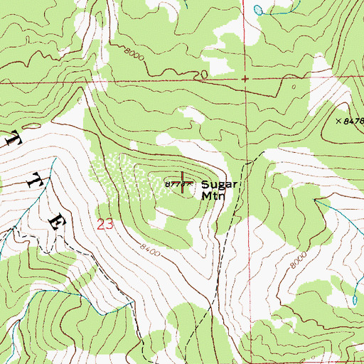 Topographic Map of Sugar Mountain, ID