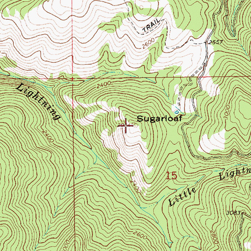 Topographic Map of Sugarloaf, ID