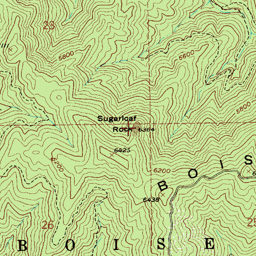 Topographic Map of Sugarloaf Rock, ID