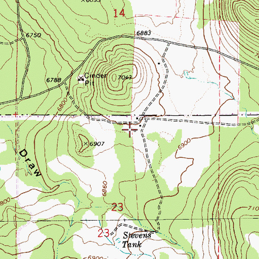 Topographic Map of Stevens Ranch, AZ