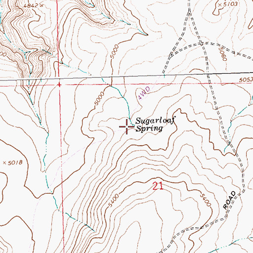 Topographic Map of Sugarloaf Spring, ID