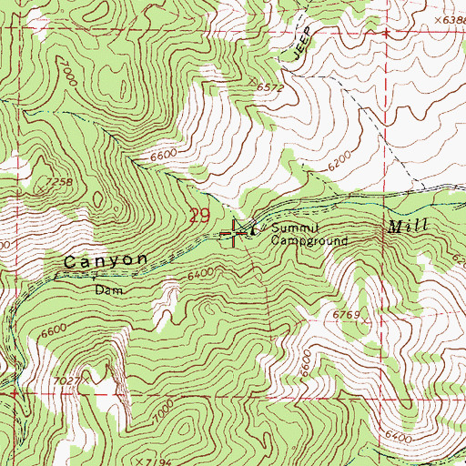 Topographic Map of Summit Campground, ID