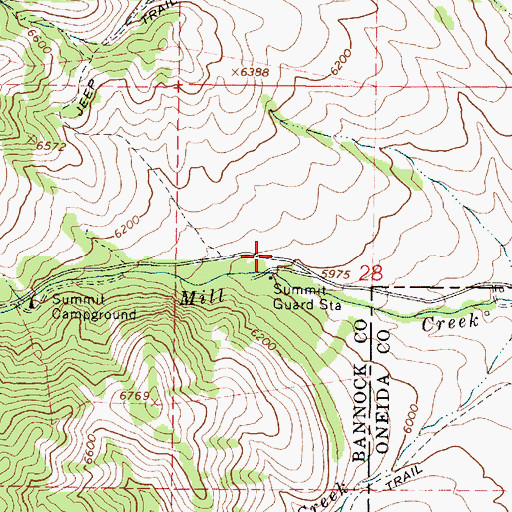 Topographic Map of Summit Guard Station, ID