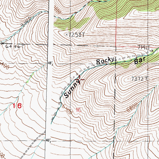 Topographic Map of Sunny Bar Canyon, ID