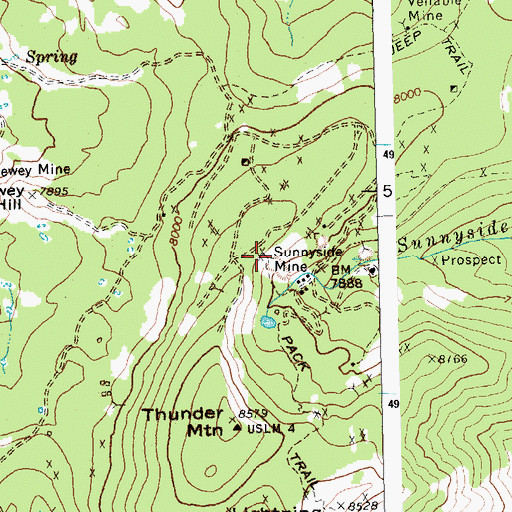 Topographic Map of Sunnyside Mine, ID