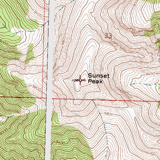 Topographic Map of Sunset Peak, ID