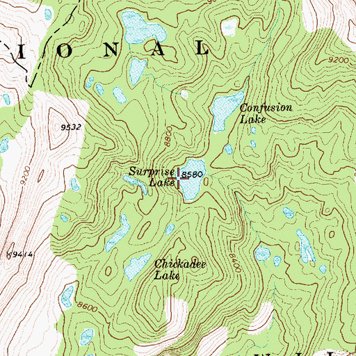 Topographic Map of Surprise Lake, ID