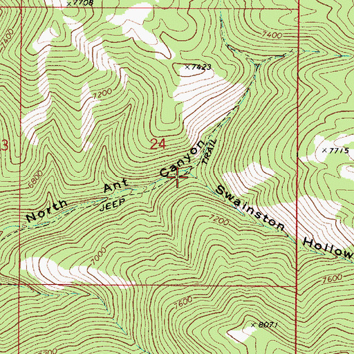 Topographic Map of Swainston Hollow, ID