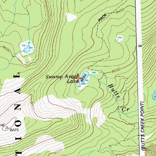 Topographic Map of Swamp Angel Lake, ID