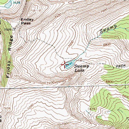 Topographic Map of Swamp Lake, ID