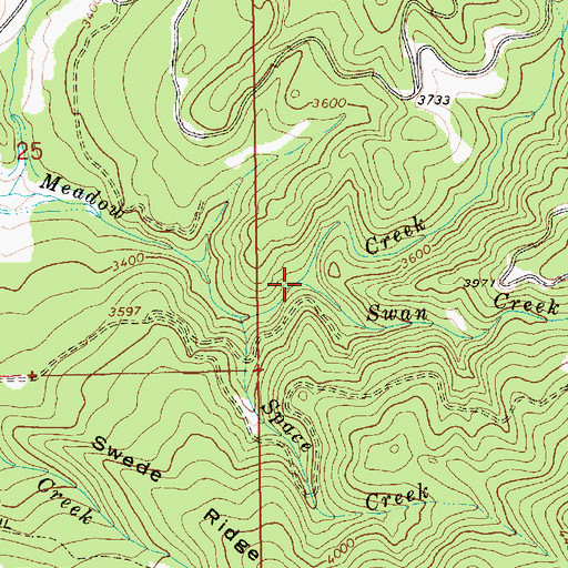 Topographic Map of Swan Creek, ID