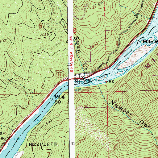 Topographic Map of Swan Creek, ID