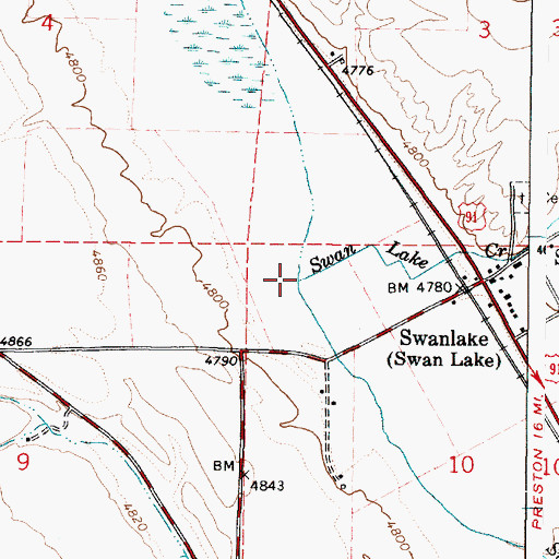 Topographic Map of Swan Lake Creek, ID