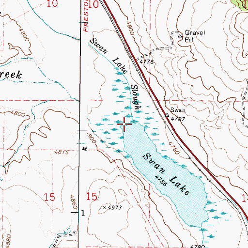 Topographic Map of Swan Lake Slough, ID