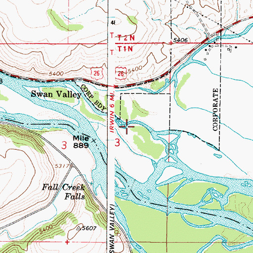 Topographic Map of Swan Valley, ID